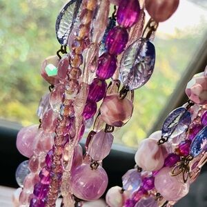 Chic Multi-Strand Purple Beaded Necklace